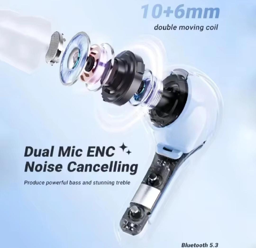 Air39 TWS Wireless Earbuds – Transparent Bluetooth 5.3 Earbuds